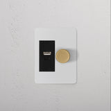 1G Two Way Dimmer + USB A+C Slimline Switch - Paintable Antique Brass Black
