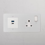 Single Socket + USB A+C Fast Charge - Paintable White