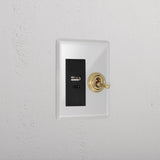 1G Two Way Toggle + USB A+C Slimline Switch _ Paintable Antique Brass Black