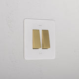 2G Two Way Rocker Switch _ Paintable Antique Brass White