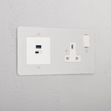 Single Socket + USB A+C Fast Charge _ Paintable White