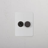 2G Mixed Slimline Switch 1T1D - Paintable Bronze