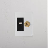 1G Two Way Toggle + USB A+C Slimline Switch - Paintable Antique Brass Black