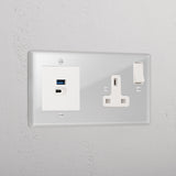 Clear Single Socket And Usb A+C Fast Charge Socket White